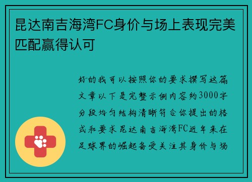 昆达南吉海湾FC身价与场上表现完美匹配赢得认可